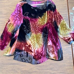 Harari velvet vintage Floral Multicolor Women's blouse